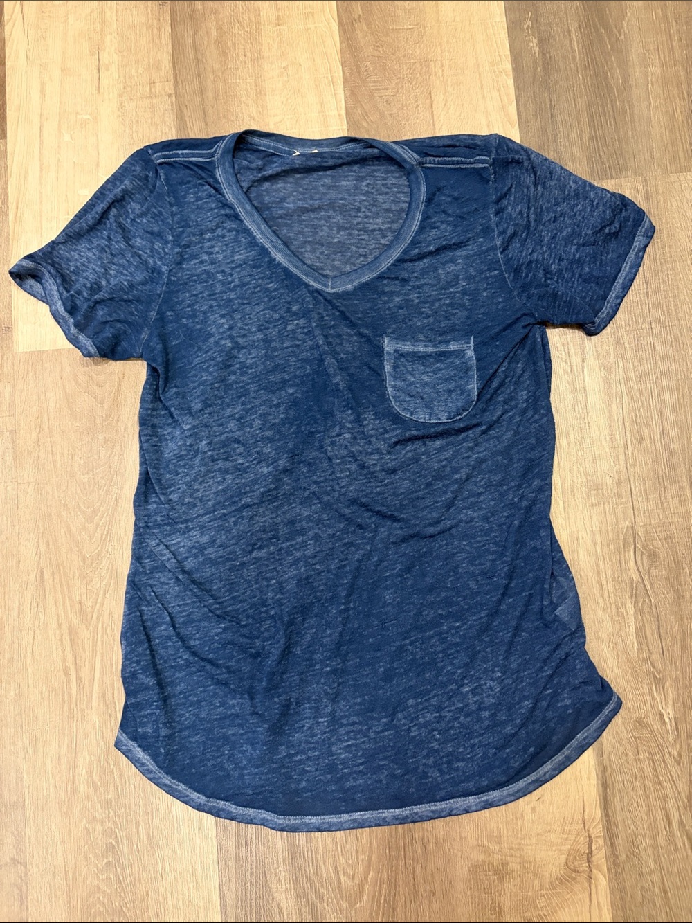 Workshop Republic Clothing Navy Blue Short Sleeve V-Neck Tee with Pocket